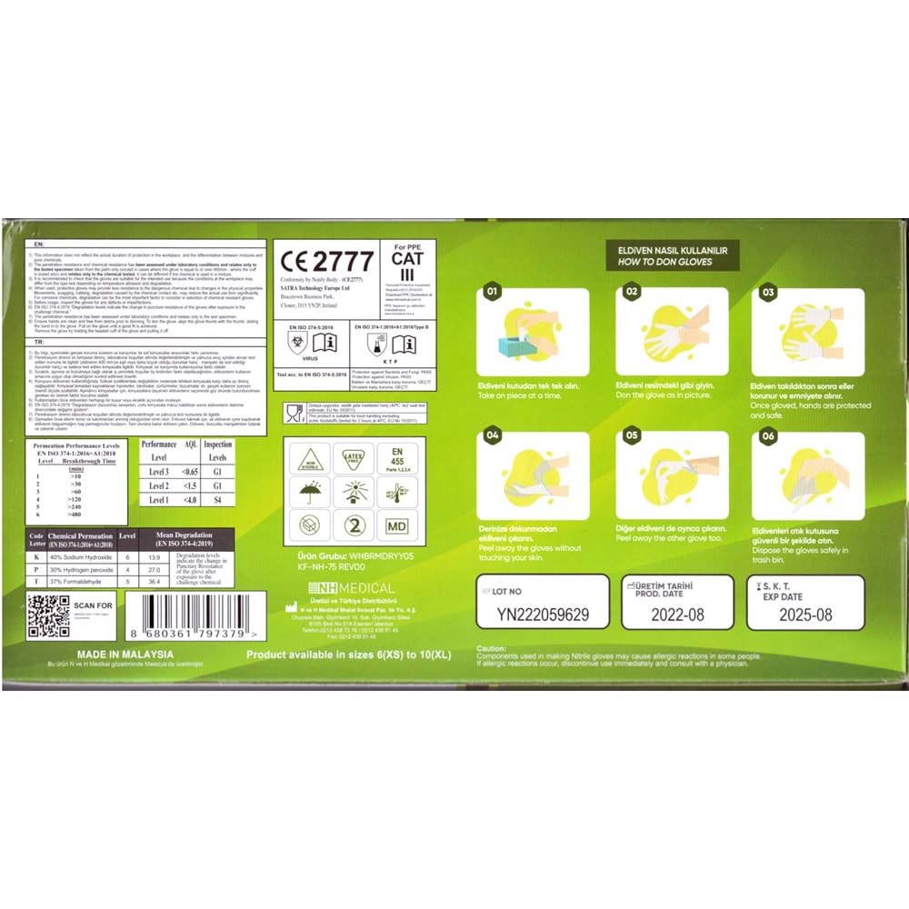 Haspet Beyaz Nitril Pudrasız Eldiven (XS) Beden
