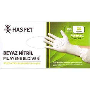 Haspet Beyaz Nitril Pudrasız Eldiven (XS) Beden