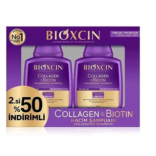 Bioxcin Collagen & Biotin Hacim Şampuanı 300 ML 2'li Paket